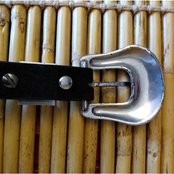 NWOT Black Suede Large Diamond Rhinestones Intricate Silver Embellished Buckle M - Picture 8 of 15